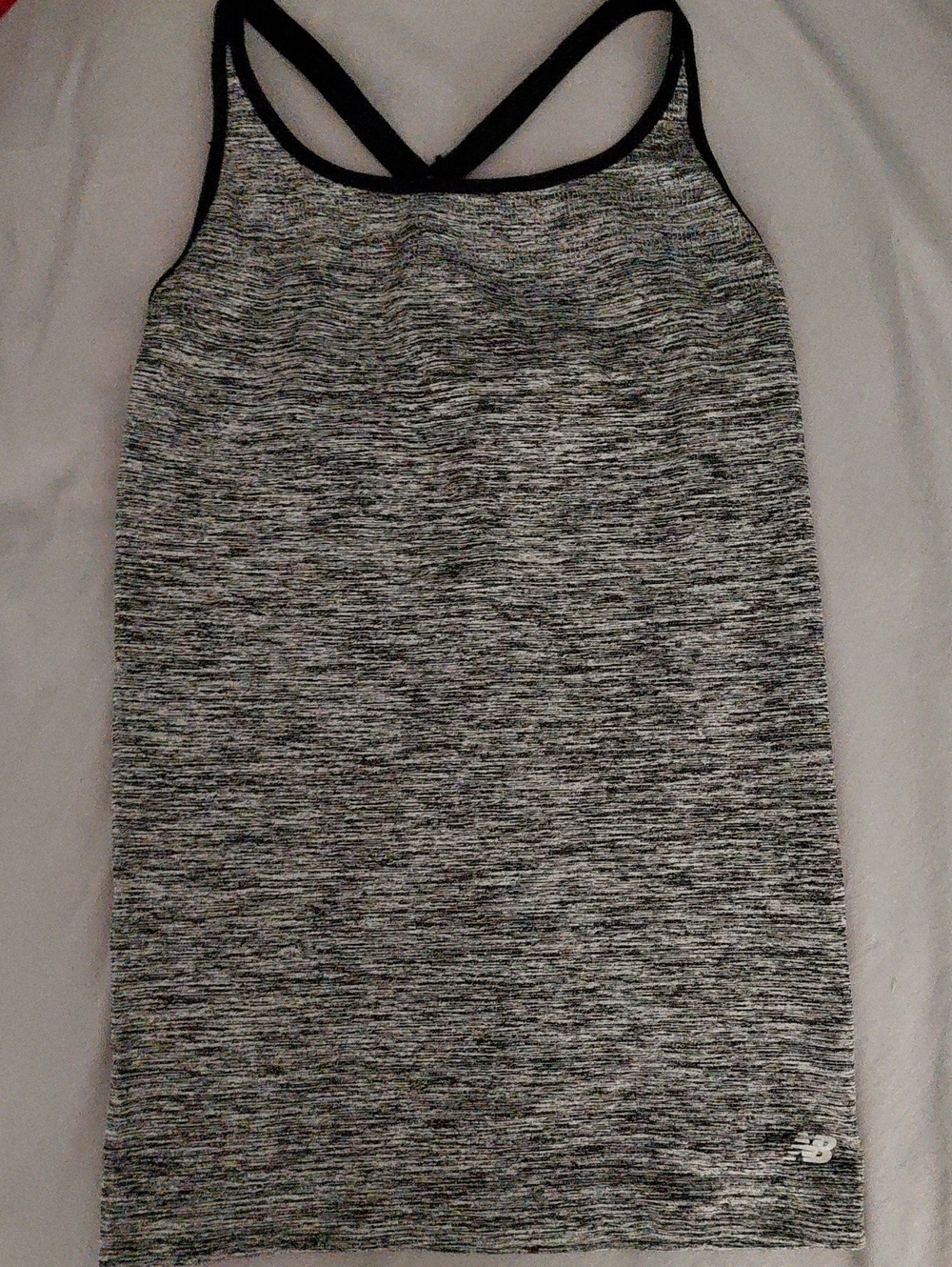 New Balance Gray Marled Racerback Tank with Black Trim